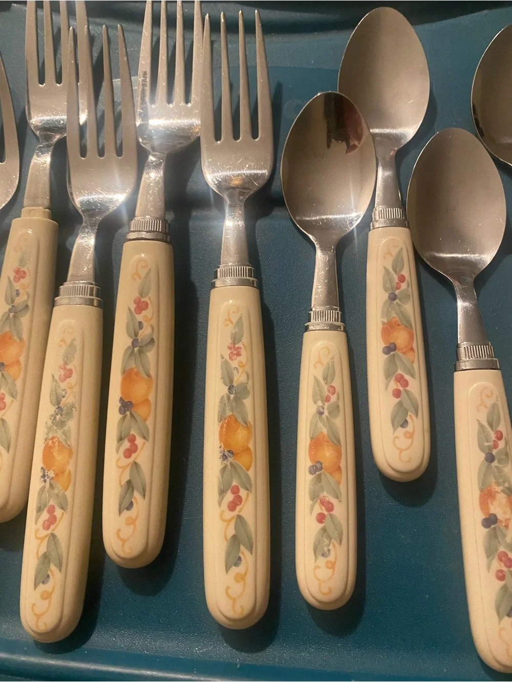 Vintage Corelle Corning Stainless Steel Flatware 8 Piece Set Abundance pattern